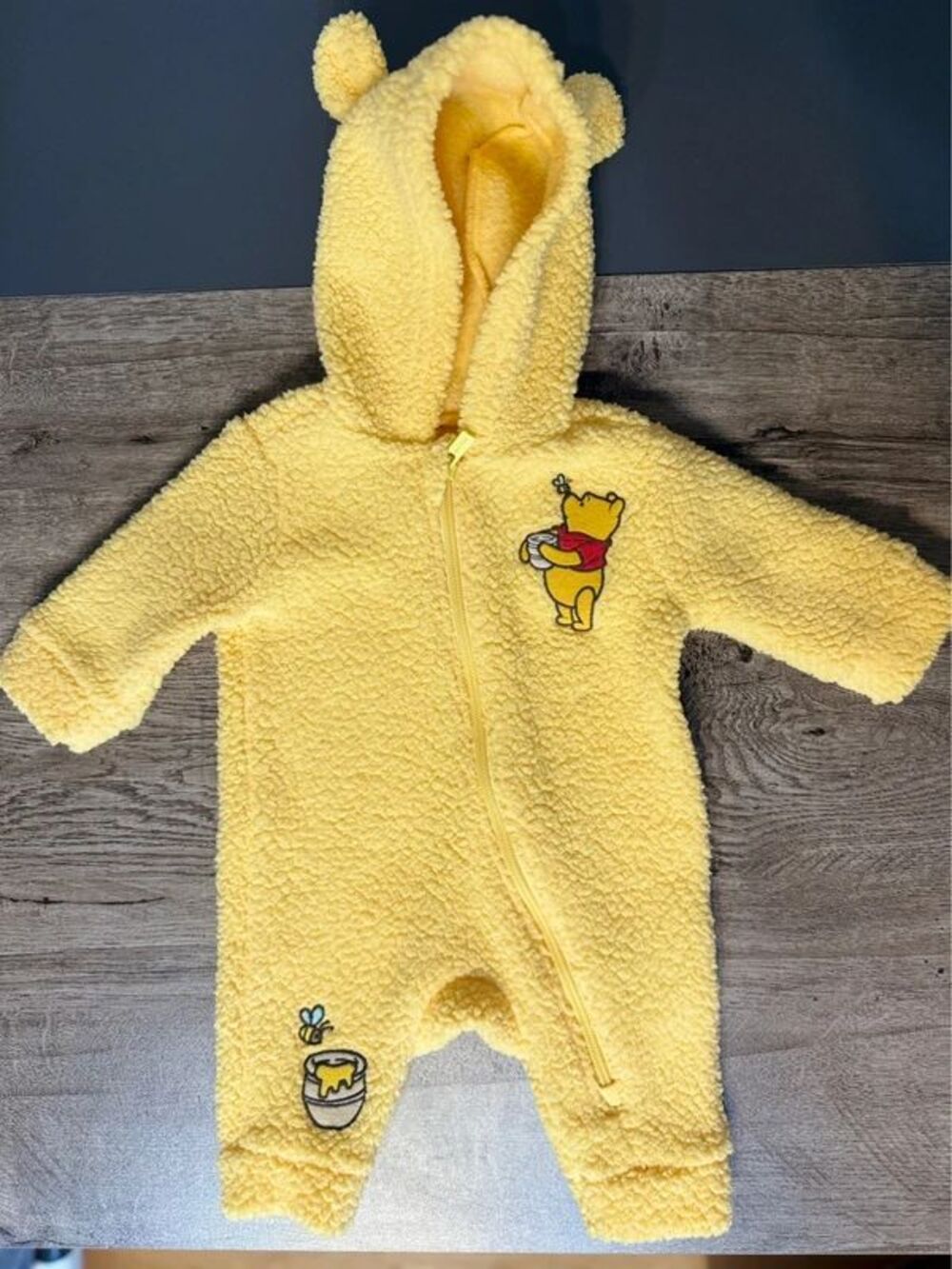 Old Navy/Disney Winnie the Pooh Fuzzy Warm Yellow One piece Jumper 0-3M
